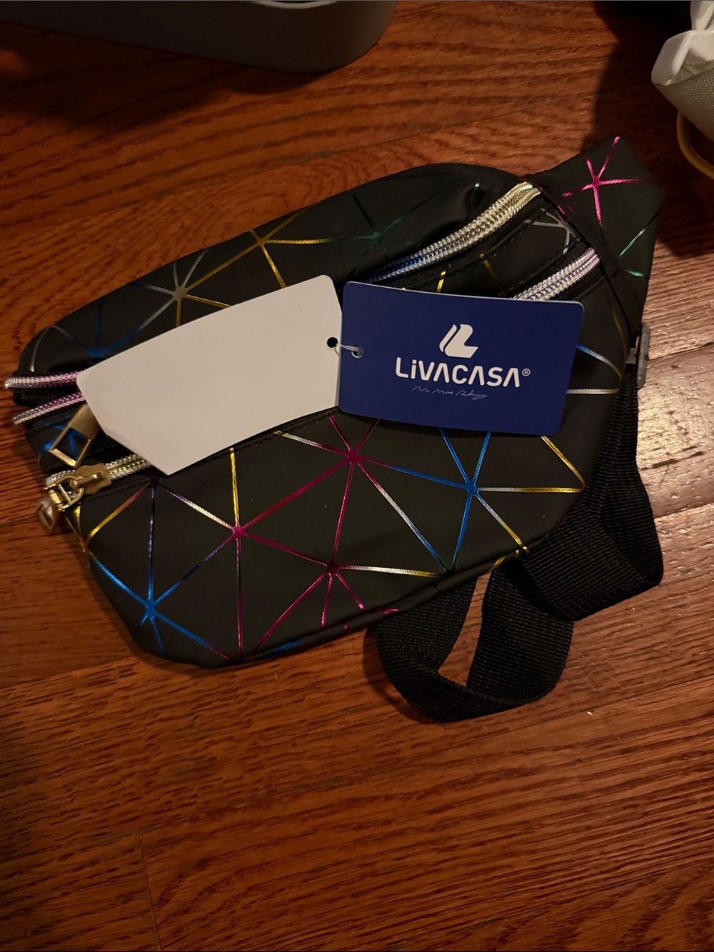 Black Geometric Iridescent Crossbody/Fanny Pack